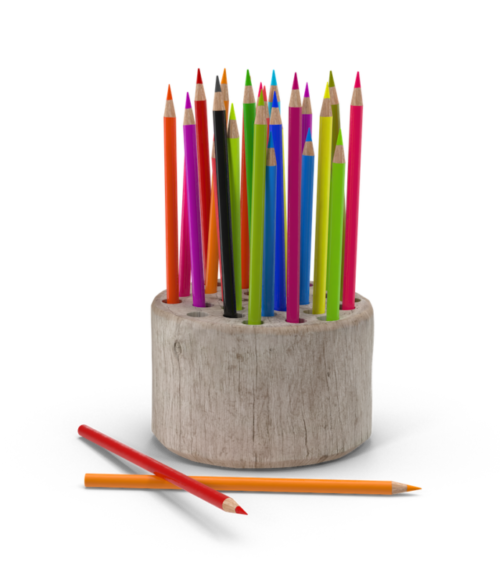 Wood Stump Pencil Holder.H03.2k